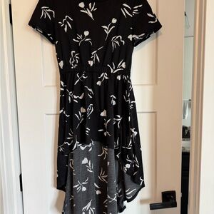 Floral Black and White High-Low Dress